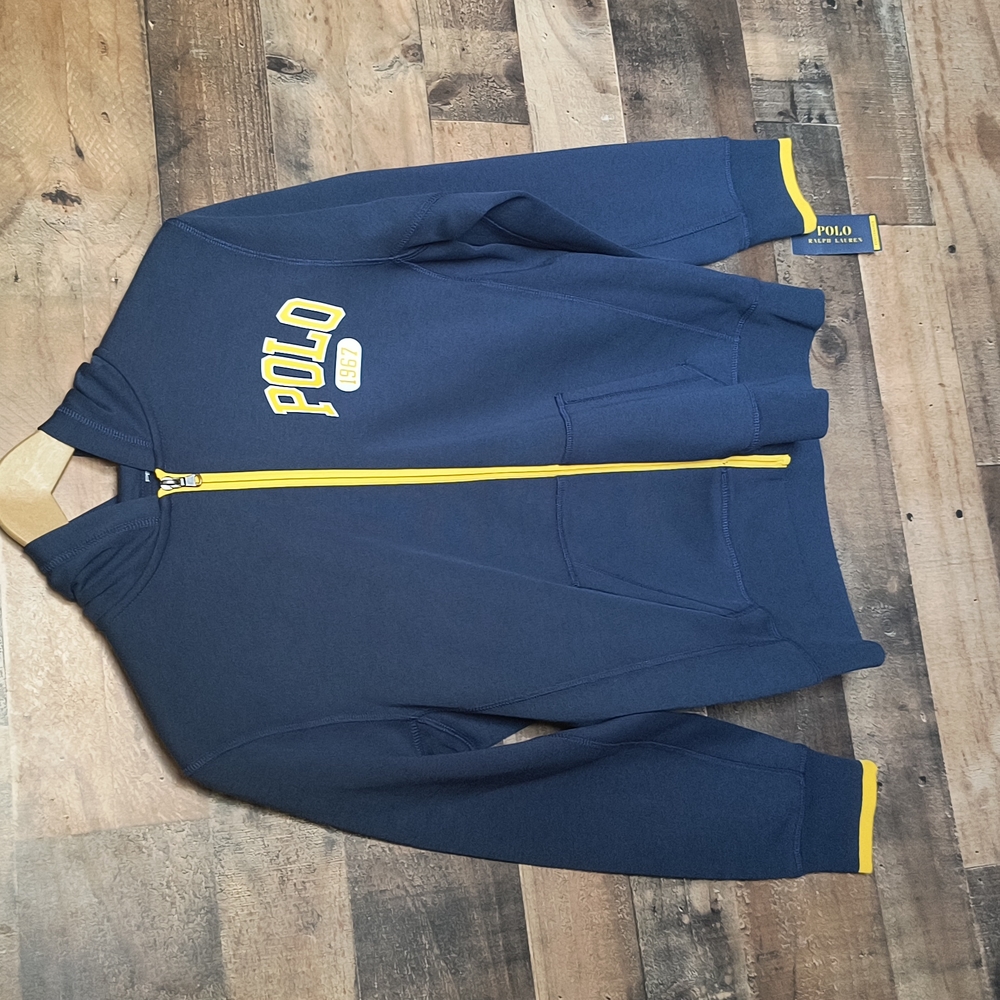 NWT Polo By Ralph Lauren  Blue Performance Zip Up Hoodie Sz Large Boys
